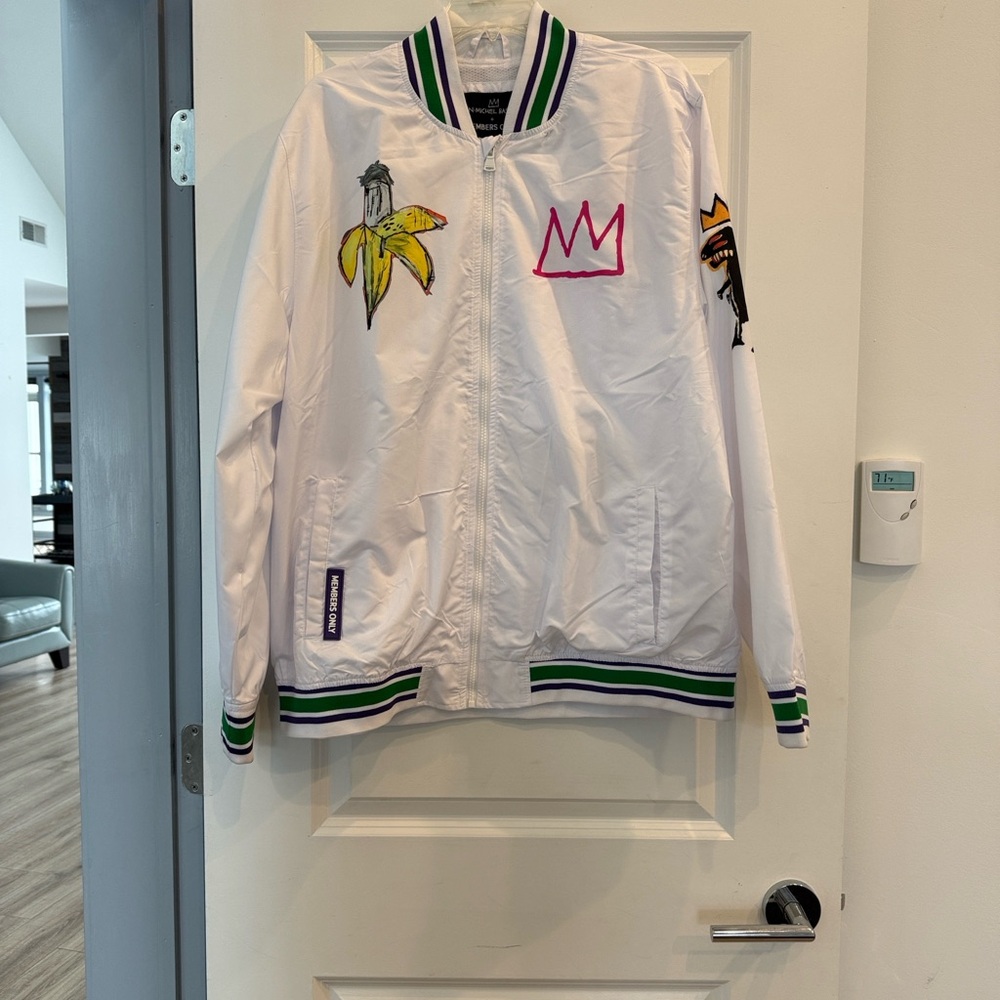 Members Only x Jean Michel Basquiat Graphics Bomber Windbreaker Jacket